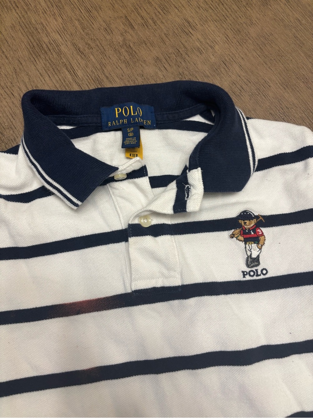 Polo by Ralph Lauren White Kids Polo with Embroidered Bear small striped